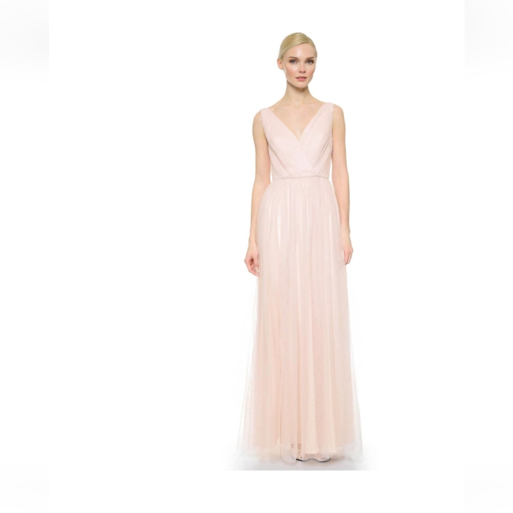 MONIQUE LHUILLIER light pink BRIDESMAIDS or Wedding TULLE GOWN